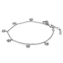 ZINZI zilveren armband met zes bloem-hangertjes, bezet met witte zirconia's  ZIA1876
