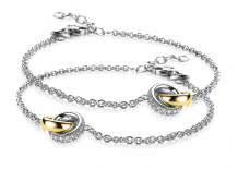 ZINZI Set 2 Sterling Silver Bracelets Bicolor Chain