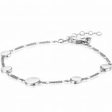 ZINZI Sterling Silver Bracelet Round Coins and Curb Chain 17-20cm ZIA2158