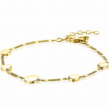 ZINZI Gold Plated Sterling Silver Bracelet Round Coins and Curb Chain 17-20cm ZIA2158G