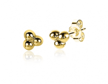 ZINZI Sterling Silver EarRings 14K Yellow Gold Plated 4mm 3 Beads