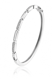 ZINZI zilveren bangle armband 3mm breed ovalen open en bezet met witte zirconia's ZIA2270

