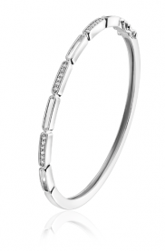 ZINZI zilveren bangle armband 3mm breed ovalen open en bezet met witte zirconia's ZIA2270
