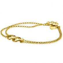 ZINZI Gold Plated Sterling Silver Multi-look Bracelet with 2 Large Curb Chains width 9,5mm ZIA2331