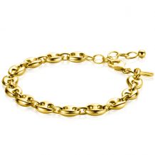 ZINZI gold plated zilveren koffieboon schakelarmband 8mm breed ZIA2341G