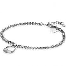 ZINZI zilveren gourmet armband met trendy slotje als bedeltje 16,5-19,5cm ZIA2354