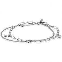 ZINZI Sterling Silver Multi-look Bracelet Curb and Paperclip Chains and Set with 4 Round Zirconias ZIA2362