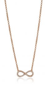 ZINZI Rose Gold Plated Sterling Silver Necklace Infinity with White Zirconias 42-45cm ZIC1065R