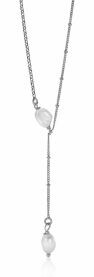 ZINZI Sterling Silver Y-Necklace Beads and White Pearls 45cm ZIC2187