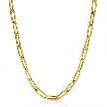 ZINZI gold plated zilveren ketting 45cm met 5,5mm brede paperclip schakels ZIC2286G