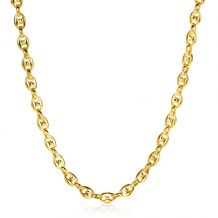 ZINZI Gold Plated Sterling Silver Coffee Bean Chain Necklace 45cm 5mm width ZIC2340G