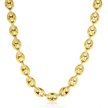 ZINZI Gold Plated Sterling Silver Coffee Bean Chain Necklace 45cm 8mm width ZIC2341G