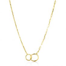 ZINZI gold plated zilveren paperclip en bolletjes schakelketting met ronde vormen verbonden 40-45cm ZIC2342G