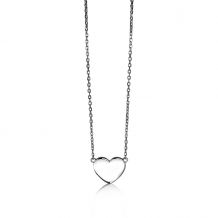 ZINZI Sterling Silver Necklace with Shiny Heart (10mm) to Engrave 43cm ZIC2346