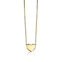 Zinzi gold plated zilveren ketting 43cm met hart plaatje 10mm om te graveren ZIC2346G