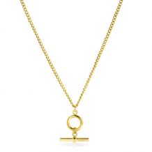 ZINZI Gold Plated Sterling Silver Curb Chain Necklace 45cm with Trendy Toggle Clasp Charm 40-45cm ZIC2359