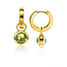 ZINZI Gold Plated Sterling Silver Earrings Pendants Green and White ZICH1006G (excl. hoop earrings)