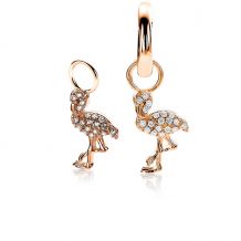 ZINZI zilveren flamingo oorbedels 14K rosé verguld 13mm wit ZICH2086. (zonder oorringen).