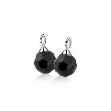 10mm ZINZI Sterling Silver Earrings Pendants Black Bead ZICH266Z (excl. hoop earrings)