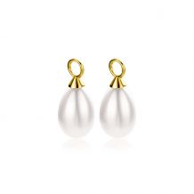 ZINZI gold plated zilveren oorbedels parel peervorm 15mm wit ZICH355WG (excl. oorringen)