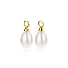 15mm ZINZI Gold Plated Sterling Silver Earrings Pendants Pearl White in Pear-shape ZICH355W (excl. hoop earrings)