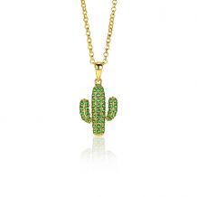 18mm ZINZI Gold Plated Sterling Silver Pendant Cactus Green ZIH2085