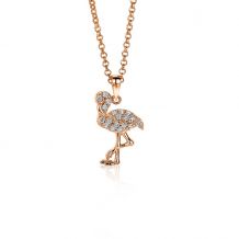 ZINZI zilveren flamingo hanger in 14K rosé verguld wit 18mm ZIH2086