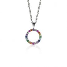 12mm ZINZI Sterling Silver Pendant Rainbow Color Stones ZIH2170Z (excl. necklace)