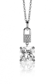 ZINZI zilveren hanger met vierkante witte zirconia en pavé zettingen 24mm ZIH2268 (zonder collier)