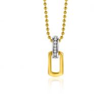 ZINZI gold plated zilveren ovale hanger 16mm met luxe hangoog bezet met witte zirconia's ZIH2297