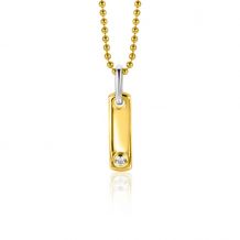 ZINZI gold plated zilveren rechthoekig plaatje als hanger 20mm bezet met witte zirconia ZIH2298 (zonder collier)