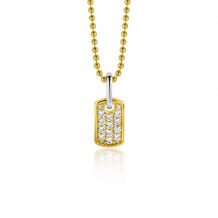 ZINZI gold plated zilveren vierkant plaatje als hanger 15mm vol bezet met witte zirconia's ZIH2299