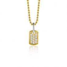 15mm ZINZI Gold Plated Sterling Silver Pendant Square Flat Bar White Zirconias ZIH2299 (excl. necklace)