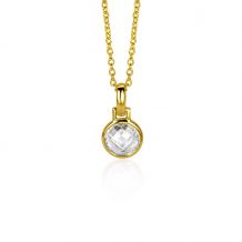 ZINZI gold plated zilveren hanger 15mm met ronde witte zirconia ZIH2304G