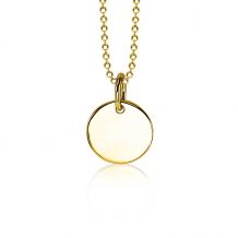 12mm ZINZI Gold Plated Sterling Silver Pendant Shiny Coin to Engrave ZIH2345G12 (excl. necklace)