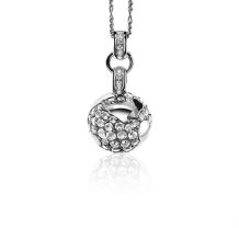 ZINZI zilveren wereldbol hanger 39mm bezet met witte zirconia's ZIH618
