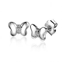 8mm ZINZI Sterling Silver Stud Earrings Butterfly White Zirconia ZIO-BF47