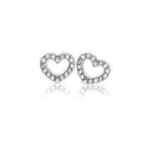 ZINZI Sterling Silver Stud Earrings Heart White ZIO1098