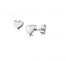 6mm ZINZI Sterling Silver Stud Earrings Shiny Heart ZIO1378