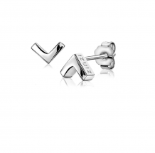 7mm ZINZI Sterling Silver Stud Earrings Shiny V-Shape ZIO1380