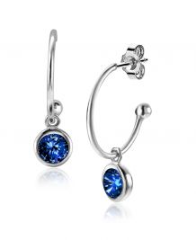 ZINZI zilveren oorsieraden met blauwe kleursteen 16mm ZIO1935B
