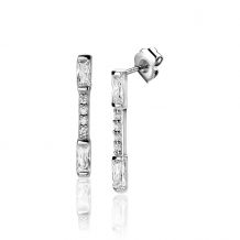 17mm ZINZI Sterling Silver Stud Earrings Bar White Zirconias ZIO2077