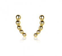 ZINZI Sterling Silver Ear Studs 14K Yellow Gold Plated Beads 10mm