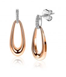 ZINZI Sterling Silver EarRings 25mm in 14K Rose Gold Plated