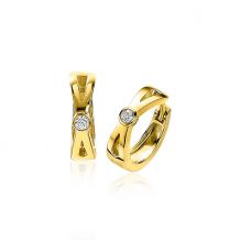 17mm ZINZI Gold Plated Sterling Silver Earrings with X-Shape White Round Zirconia 17x5mm ZIO2194Y