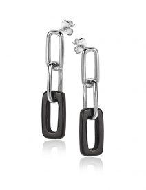 ZINZI Sterling Silver EarRings 34mm Open Oval Black