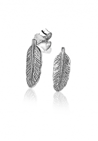 ZINZI Sterling Silver Ear Studs Feather 10mm