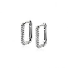 15mm ZINZI Sterling Silver Hoop Earrings Rectangular White Zirconias 15x2mm ZIO2221Z