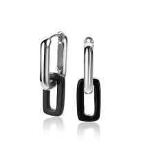 ZINZI Sterling Silver Oval EarRings 18mm met Oval in Black