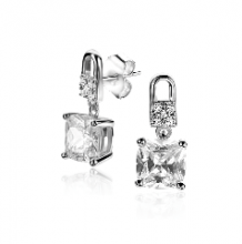 15mm ZINZI Sterling Silver Stud Earrings with Square White Zirconia ZIO2268